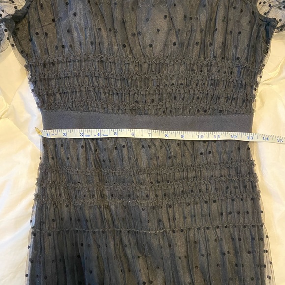 Sheer black polka dot bodycon midi dress with rouching - Picture 4 of 6